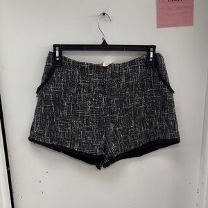 High Waist Black Tweed Women Shorts